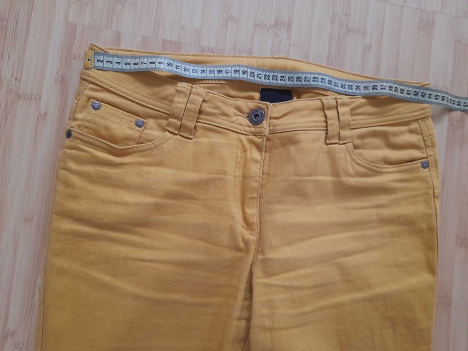 Jeans skinny galbeni, material elastic, talie normala, marime 44