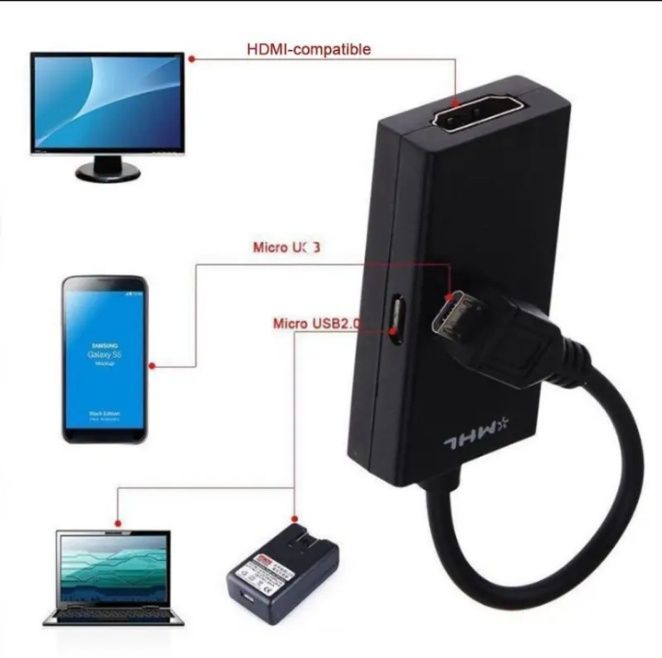 Micro USB 2.0 MHL K HDMI mos keluvchikabel Samsung Xiaomi Redmi HTCuch