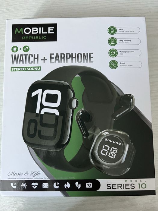 Наушники беспроводные, часы