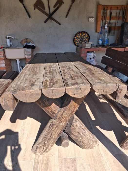 Masa plus2 banci rustic terasa