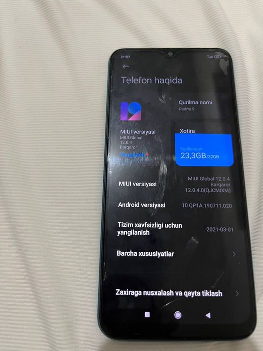 Redmi 9 bor holati yahshi batarekasi 1 kundanam koproqga yetadi