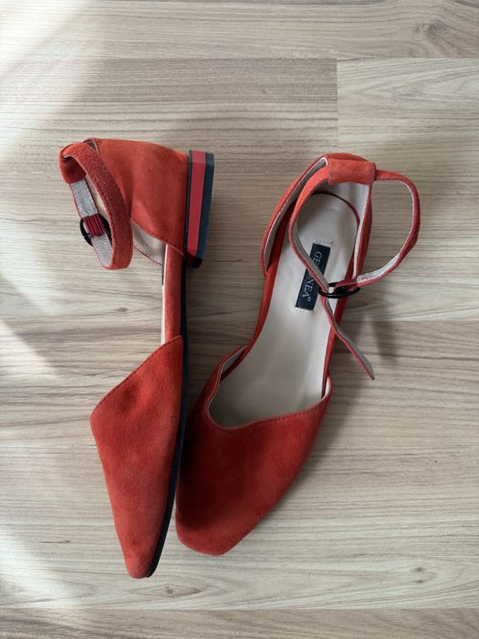 Туфли замшевые, 37 размер, красные