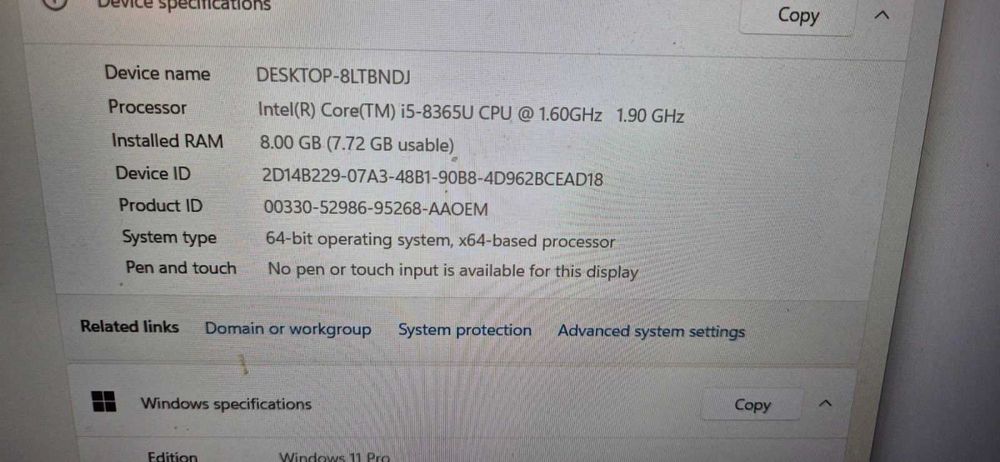 Lenovo ThinkPad T590 15.6" FHD IPS i5-8365U 8GB RAM256GB Win 11 Pро