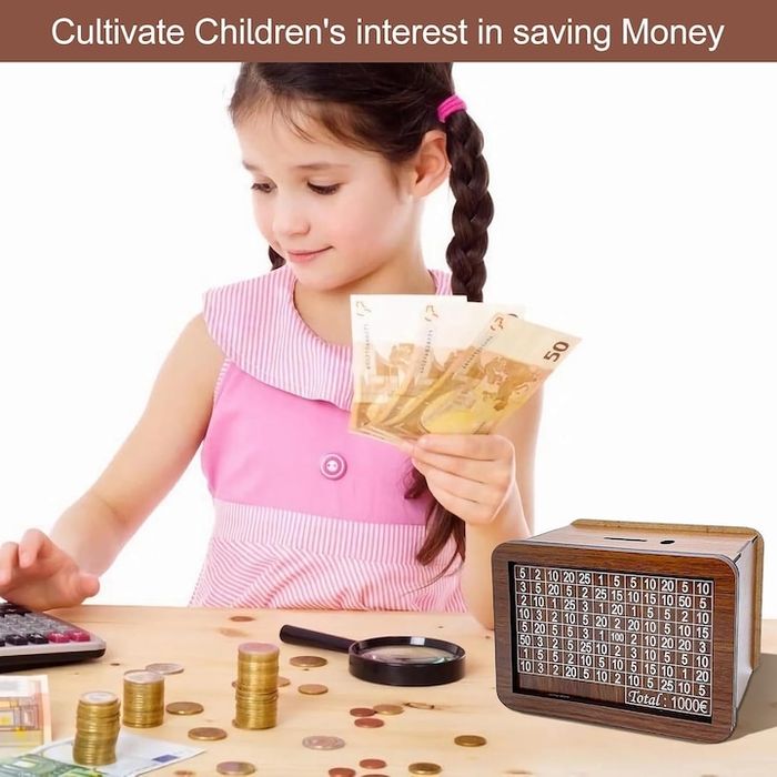 Дървена касичка за спестявани на 1000 евро 17 см