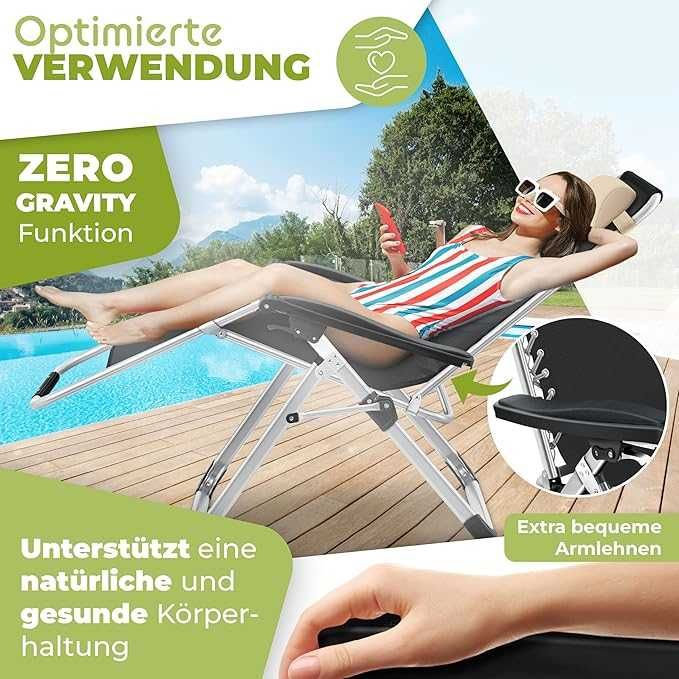 Градински сгъваем  шезлонг с регулируема облегалка - НОВ