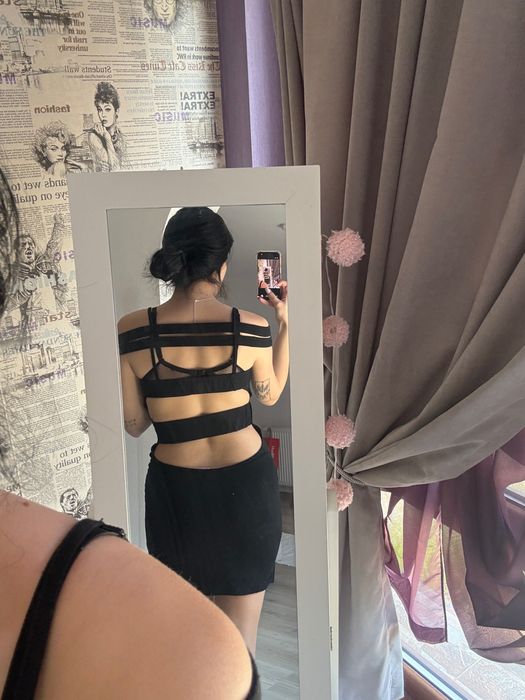 Черна памучна рокля