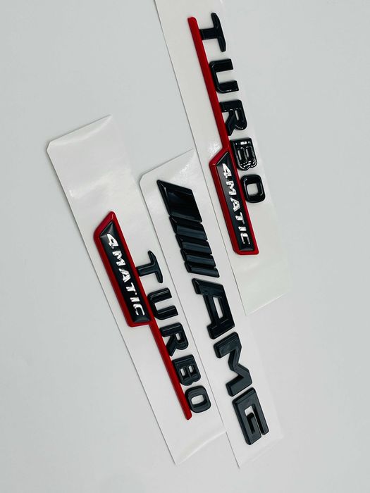Set Embleme Compatibile Mercedes turbo 4matic amg negru rosu