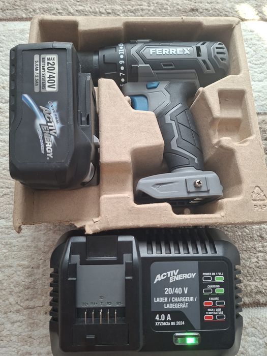 Bormasina FERREX 20V + Acumulator Mare 5Ah + Încărcător Rapid - NOI
