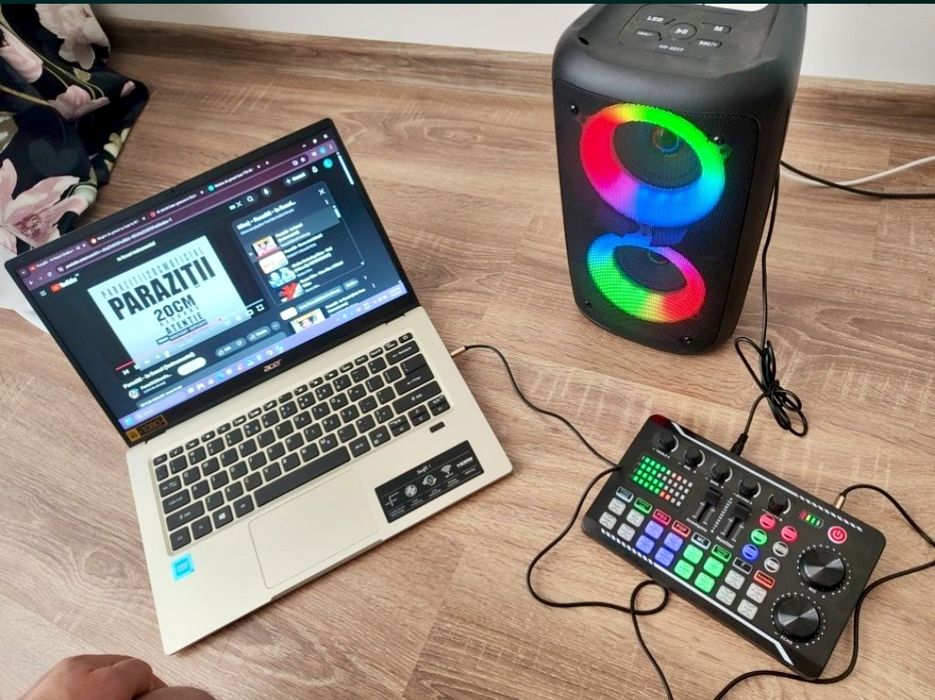 Placa de sunet externa cu efecte de sunet Consola DJ Bluetooth 5.0