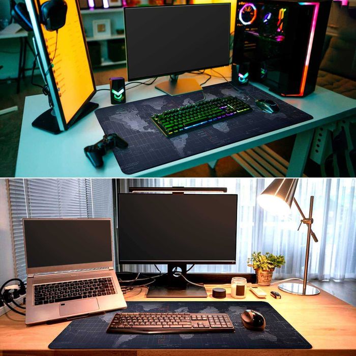 Mousepad Gaming XXL cu Harta Lumii Antiderapant pentru Birou 90x40 cm