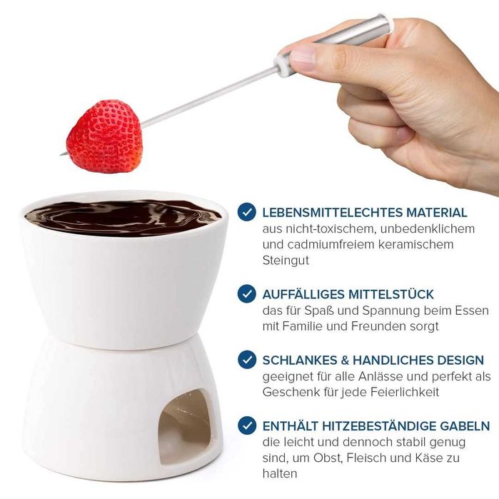 Set fondue de ciocolată, mini fondue de ciocolată din ceramică,