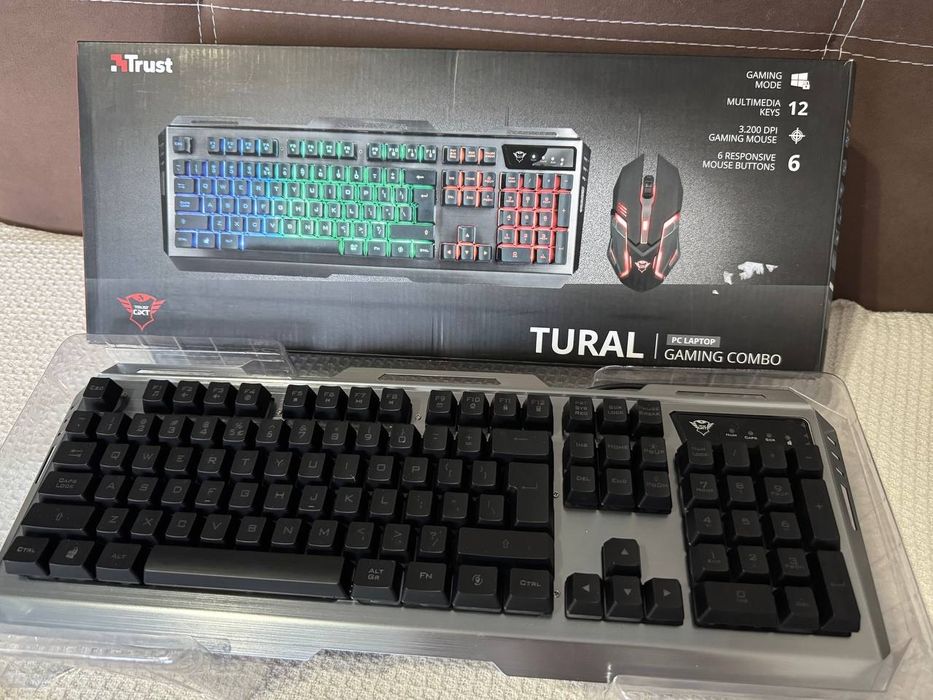 TRUST TURAL Gaming Combo – RGB клавиатура + геймърска мишка (НОВ)