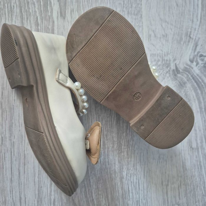 Pantofi fetita cu fundita si perle, marime 27, scoala, gradinita