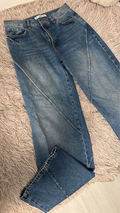Дънки Манго Mango , сив панталон с ластик Бершка Bershka