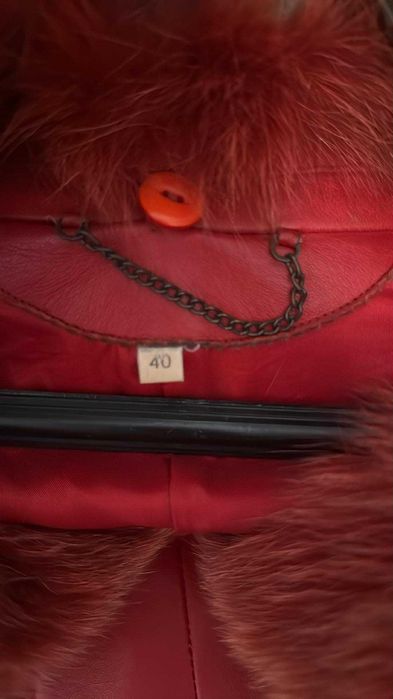 Дамско кожено дълго яке