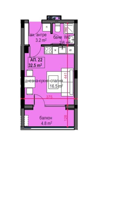 Едностаен апартамент студио в гр. Приморско.