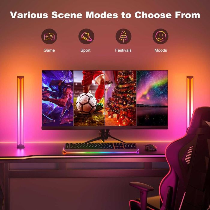 Set 2 lampi LED RGB SMART,42cm,APP+Tele+Music Sync, REDUS de la 275RON