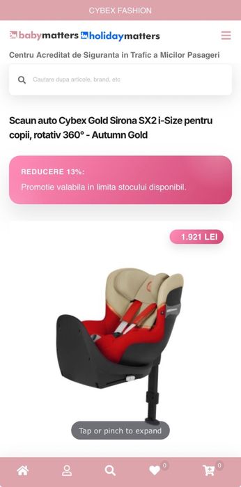 Vand scaun auto cybex gold syrona + carucior cybex gold Eezy