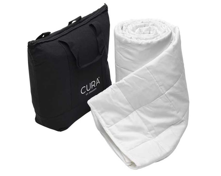 Patura cu greutate 5 kg Cura Pearl, 135x200 cm, bumbac alb