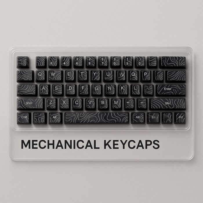 Кейкапы для механической клавиатуры “Topographic black” | PBT | 104 кл