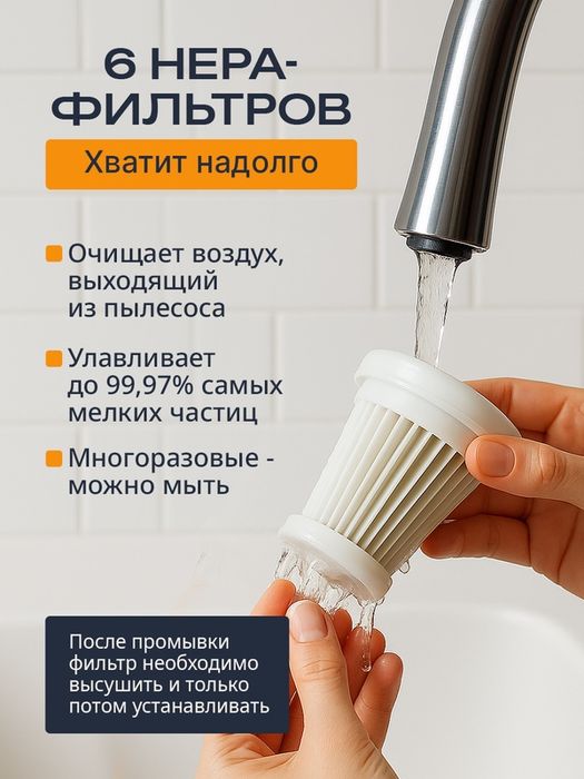 Пылесос автомобильный аккумуляторный, мини пылесос для авто,мебел,комп