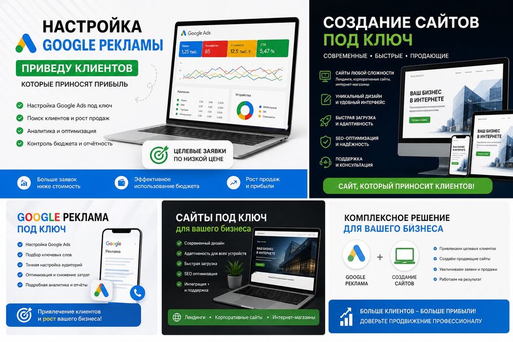 Настройка Google рекламы + Создание сайтов под ключ | Приведу клиентов
