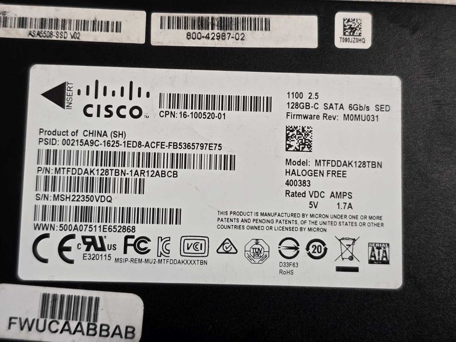 Solid-State Drive (SSD) Cisco 128GB SATA 6G 2.5" MTFDDAK128TBN
