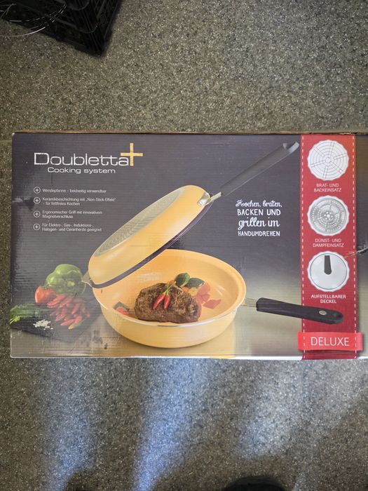 Doubletta Plus Deluxe – tigaie dublă multifuncțională, inducție, grill, coacere