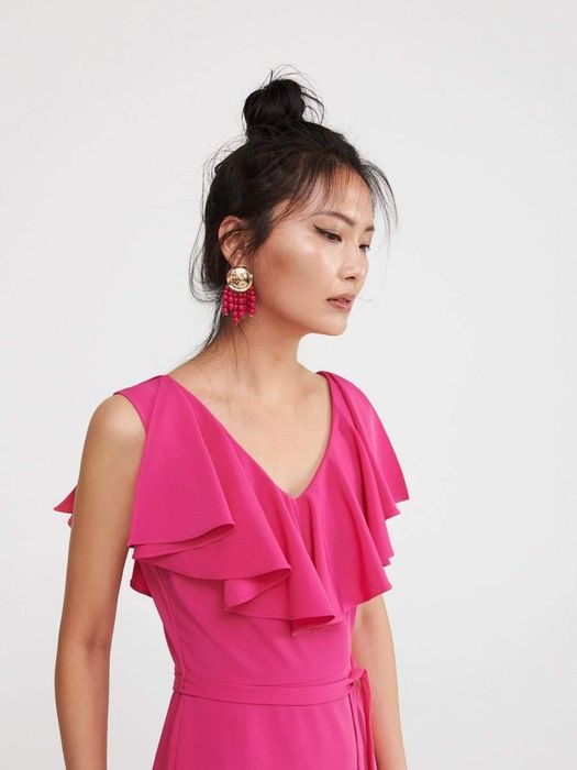 Rochie roz XS cu volanas, Reserved, noua