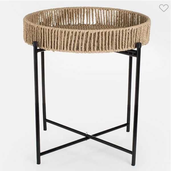 Декоративна плетена масичка Mercado Trade, Метал, Кафяв