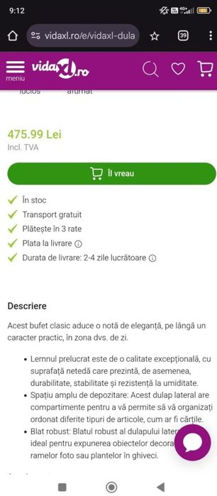 Comodă neagră din 2 corpuri alăturate
