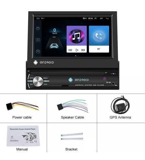Navigatie Android 10 ecran retractabil mp5 1Din player auto 2G +32G
