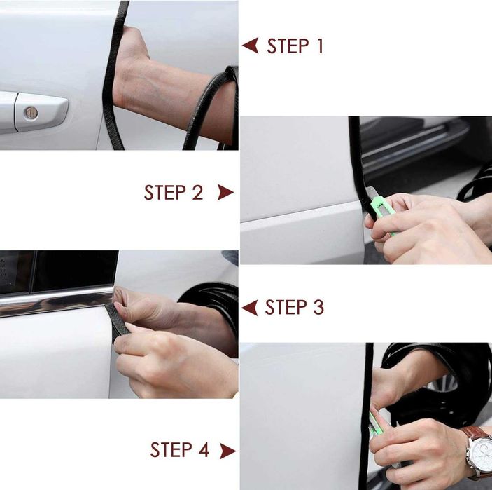 Предпазна декоративна лайсна/Протектор за врата 5 метра - Черна.