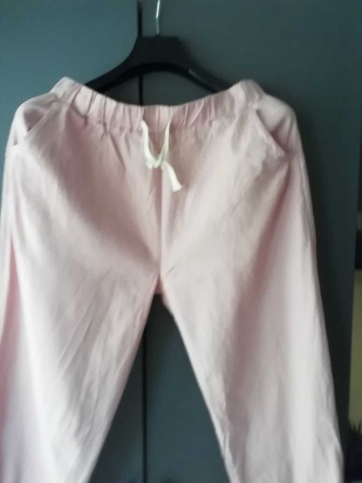 Pantaloni damă noi cu etichetă xxl roz pudră bumbac
