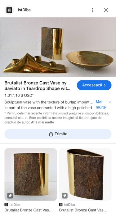 Bronz Brutalist Modernist anii 70 Mid Century