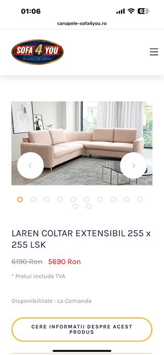 Coltar extensibil 255x255 cm