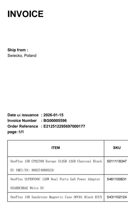 Oneplus 15R 12/512 Charcoal Black