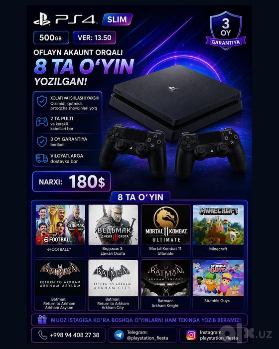 Ps4 slim 500gb oʻyinlari bor