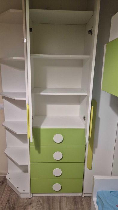 Dormitor complet copii, paturi supraetajate, saltele incluse