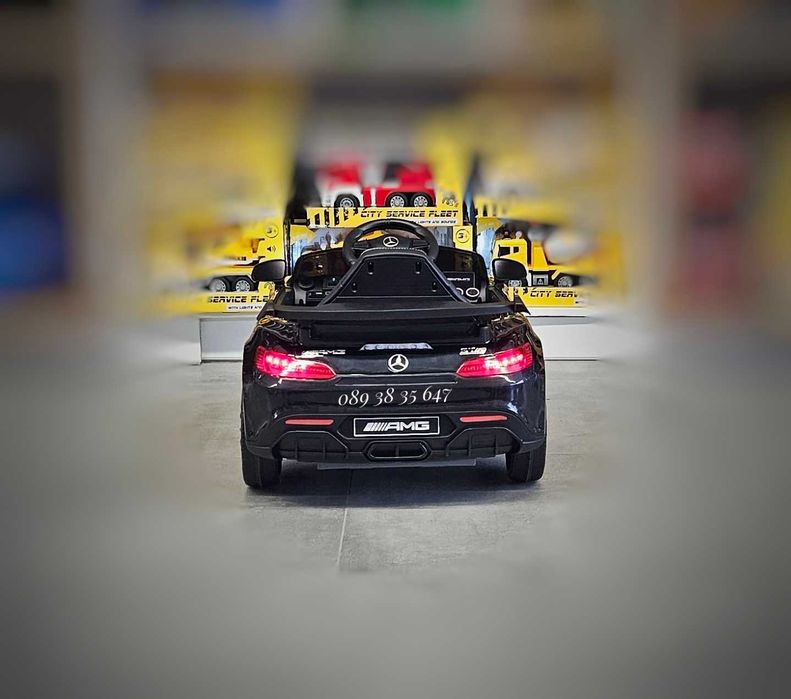 ТОП ЦЕНА!НОВО!Акумулаторна кола Mercedes GTR с МЕКИ ГУМИ,12V батерия,кожена седалка,дистанционно управление