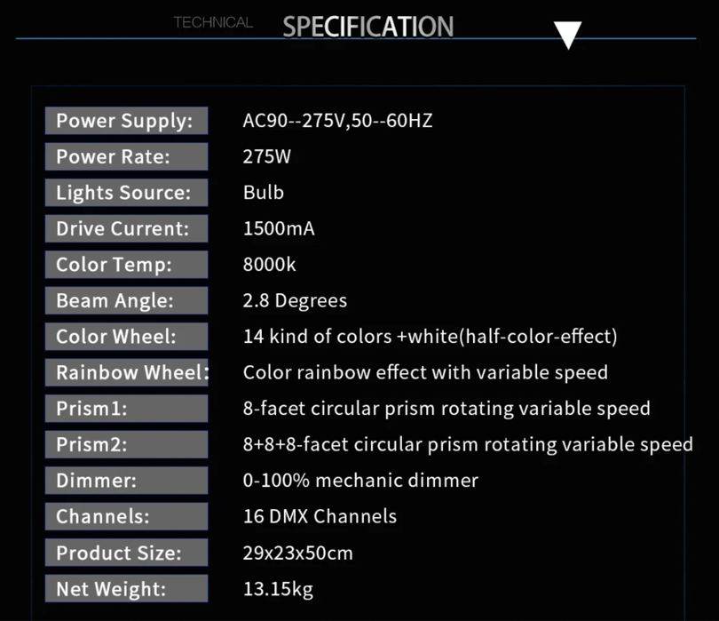 Moving Head Beam 7R 10R 20R 275W lumini scena formatie