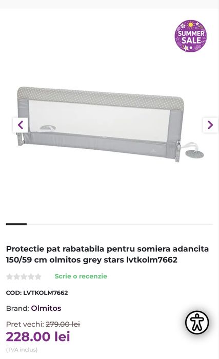 Protectie pat rabatabila 150/59