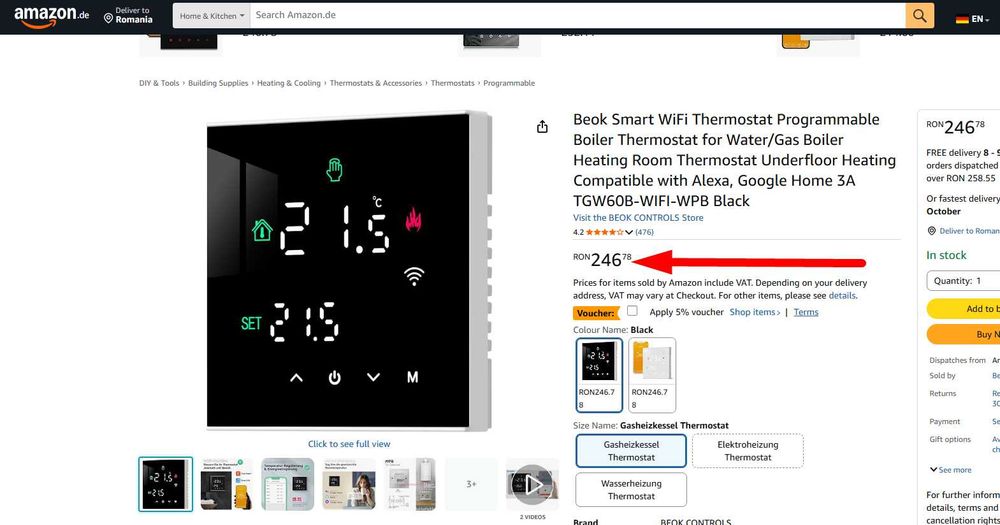 Termostat Inteligent Camera / Wi-Fi / Pompe Caldura / Centrala / Incalzire Pardoseala, 7 Modele, NOI