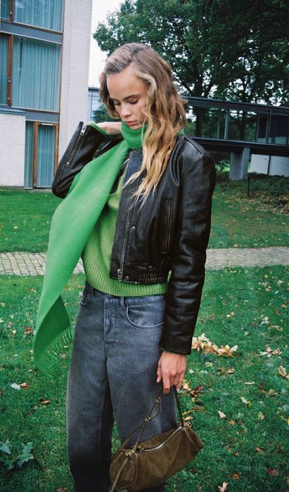 Geacă din piele naturală Zara