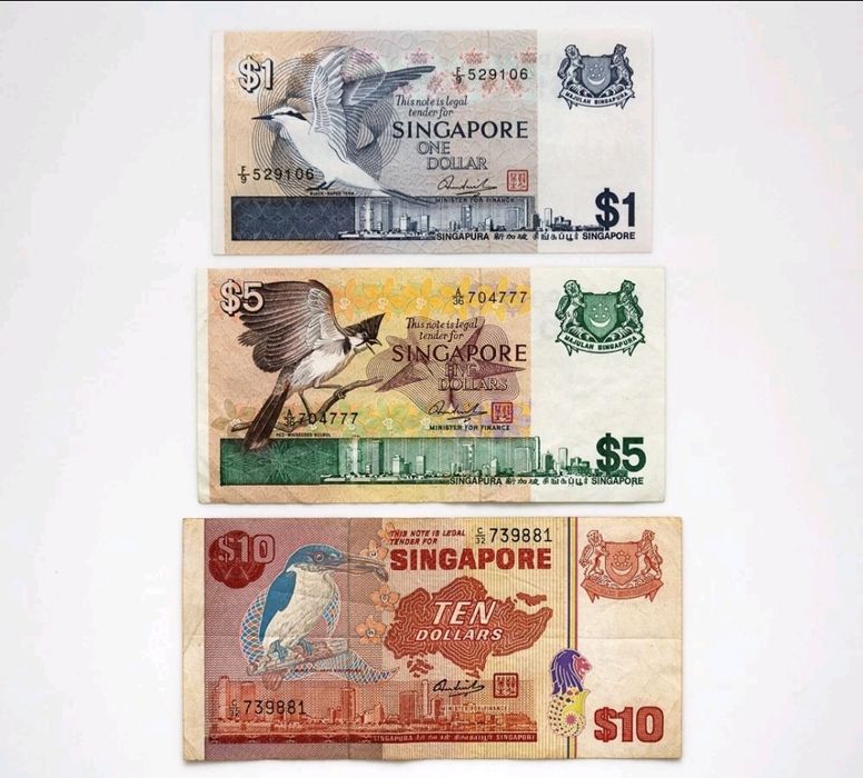 Lot 3 bancnote Dolar Singapore
