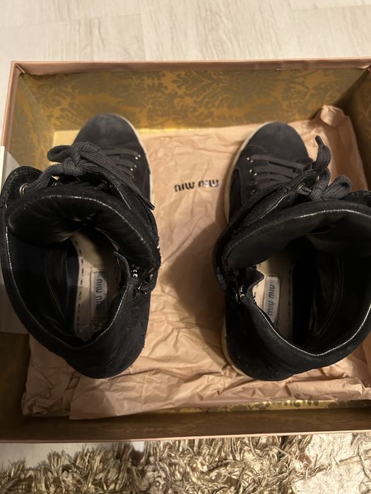 miu miu suede wedge sneakers