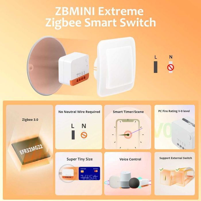 Smart Switch Съвместим с Alexa, Google Home, Home Assistant