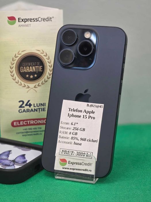Iphone 15 Pro 256 GB 85% Bateria [Ag45 Bacau B.4923]  Garantie 2 ani
