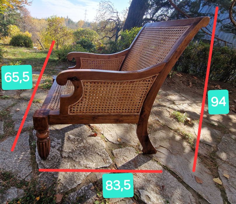 Ратанво стол фотьоил от тиково дърво