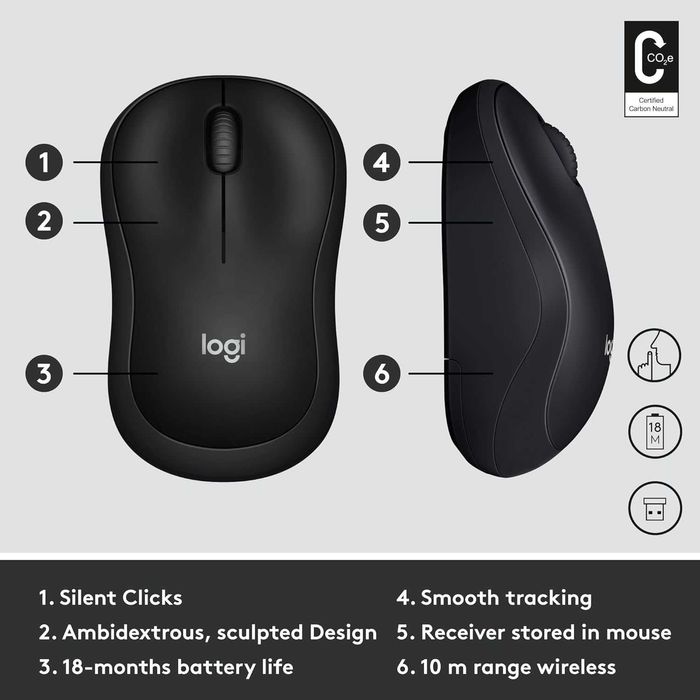 мишка Logitech M220 SILENT Wireless 1000 DPI безжична – НОВА ЗАПЕЧАТАНА